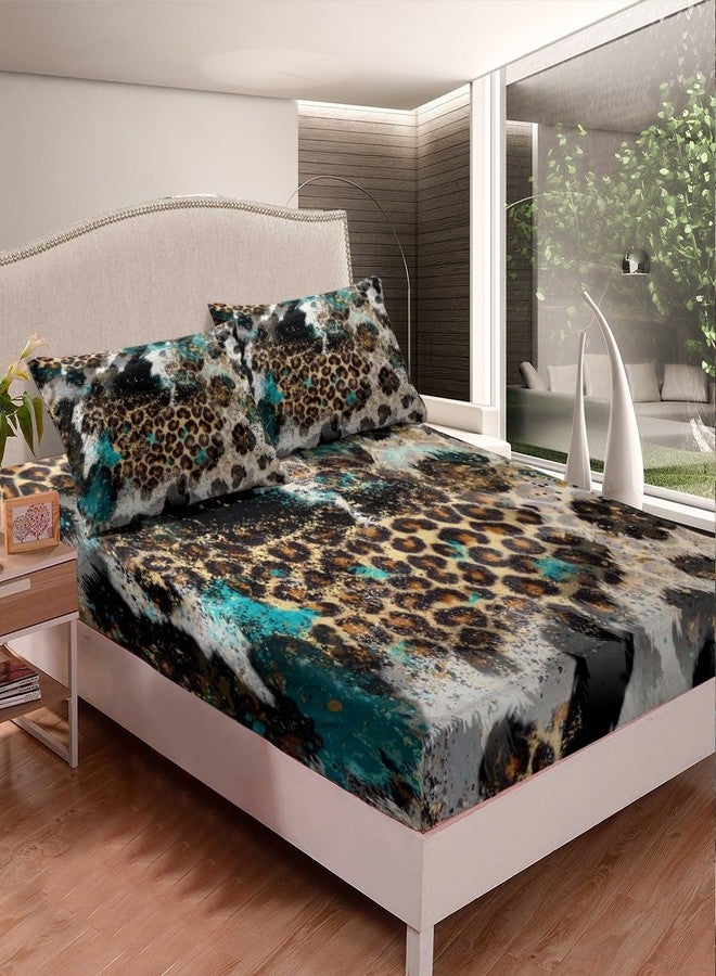 Homewish Leopard Print Kids Sheet Queen Size,Boys Girls Adults Bedroom Decor,Black White Cow Fur Texture Bedding Set,Abstract Animals Skin Rustic Farmhouse Bed Sheet Set 4pcs(Fitted + Flat + 2 Pillowcases) - Image 2